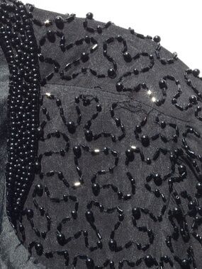 SILK Black Beaded Open Jacket XL